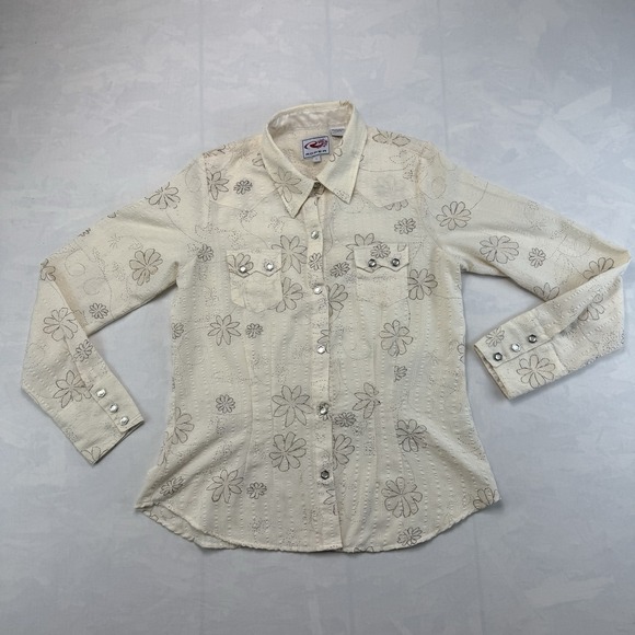Roper Tops - Roper Womens Western Shirt Floral Snap Button Cowboy Rodeo Large